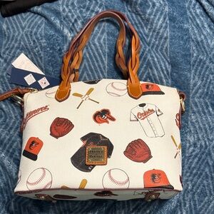 Dooney & Bourke Sports-Themed White and Brown Shoulder Bag